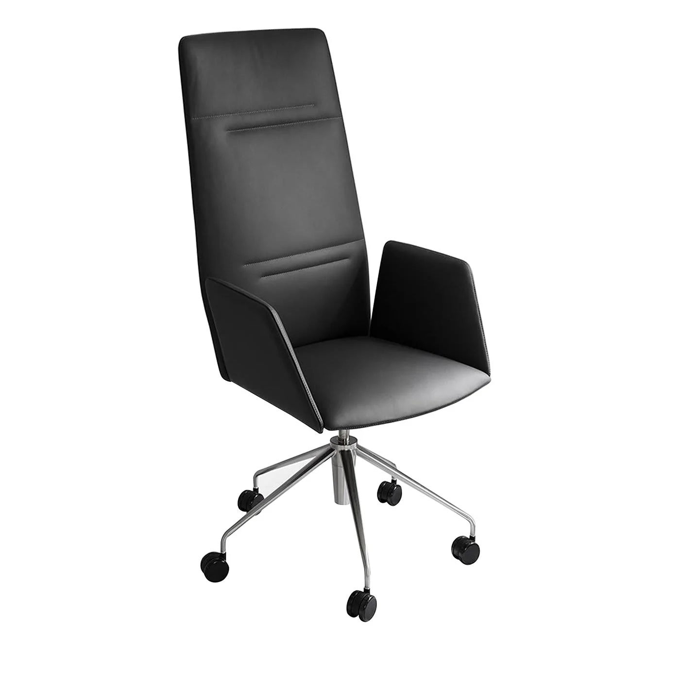 Tecno Spa - Vela Tall Schwarzer Lederdrehsessel Lievore Altherr Molina