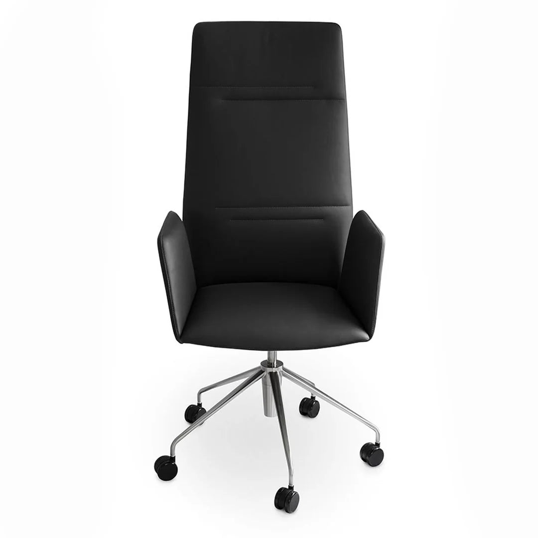 Tecno Spa - Vela Tall Schwarzer Lederdrehsessel Lievore Altherr Molina