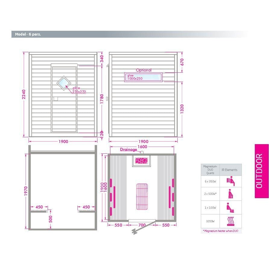   - Alpha Wellness - Outdoor-Sauna Chaleur Combi                              