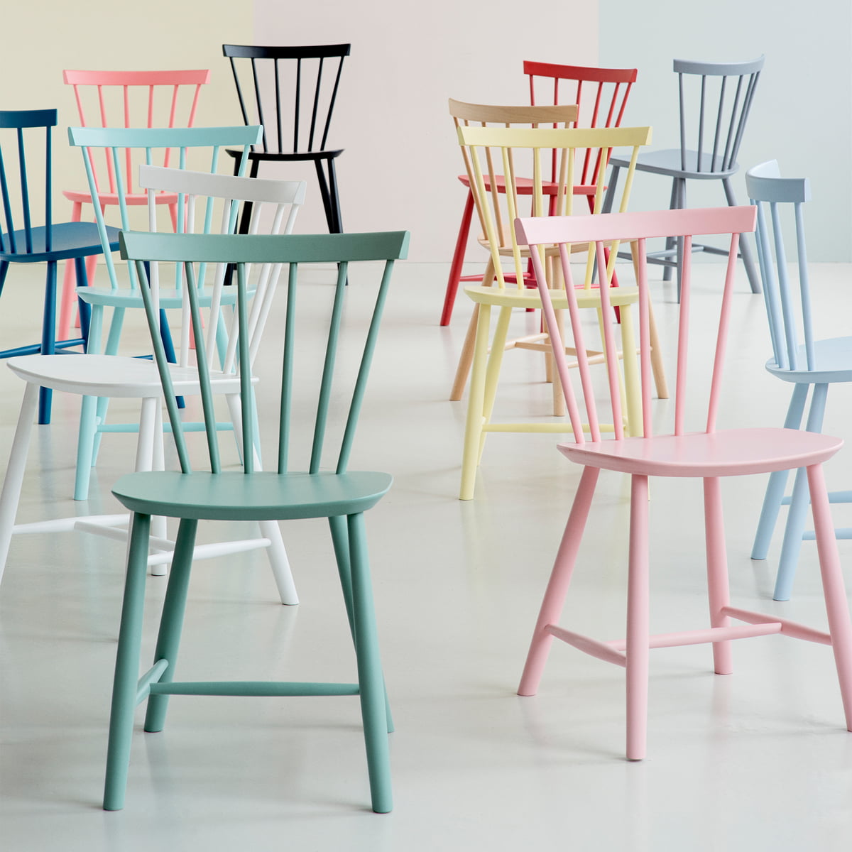 FDB Møbler - J46 Stuhl Buche Dusty Grün