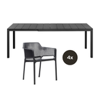 Nardi - Set Rio DurelTOP Ausziehtisch + 4x Net Armlehnstuhl Anthrazit