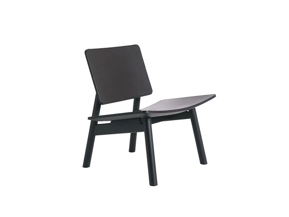 Cappellini -  Hiroi Loungesessel Esche Schwarz / Leder Schwarz