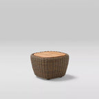 Point - Table d’appoint patrimoniale en osier / teck