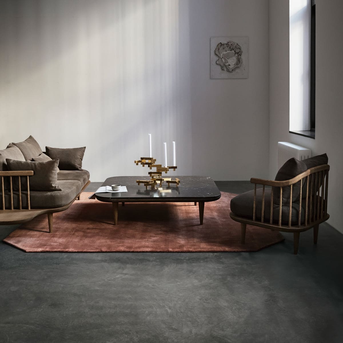 &Tradition - Fly Coffee Table 120x120 Smoked Oak/Marble