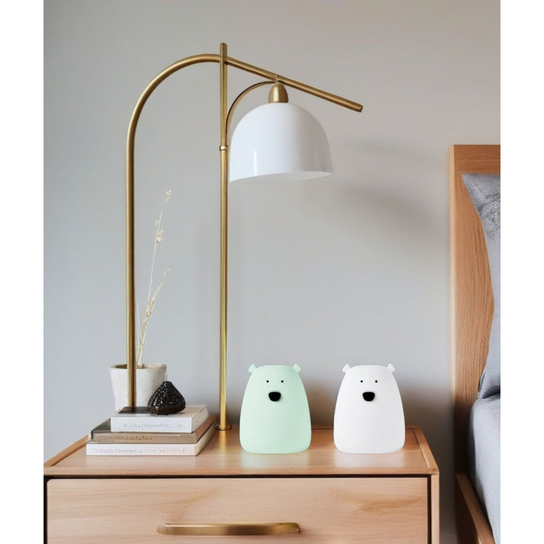 Set van 2 mini-bear lampen - wit en arctisch groen