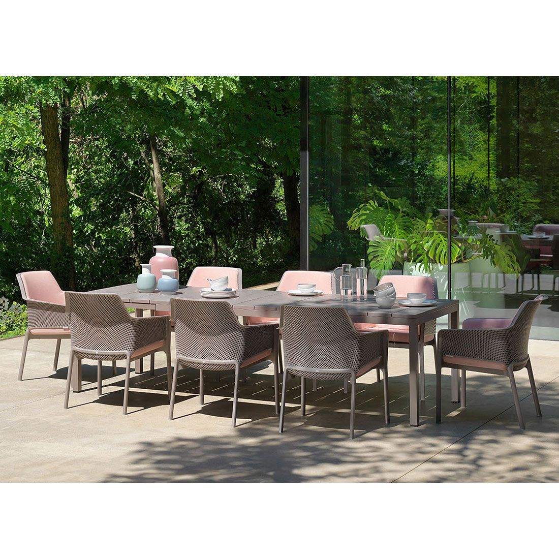 Nardi Net Ensemble de meubles de jardin 9 pièces avec table 210/280x100cm Taupe